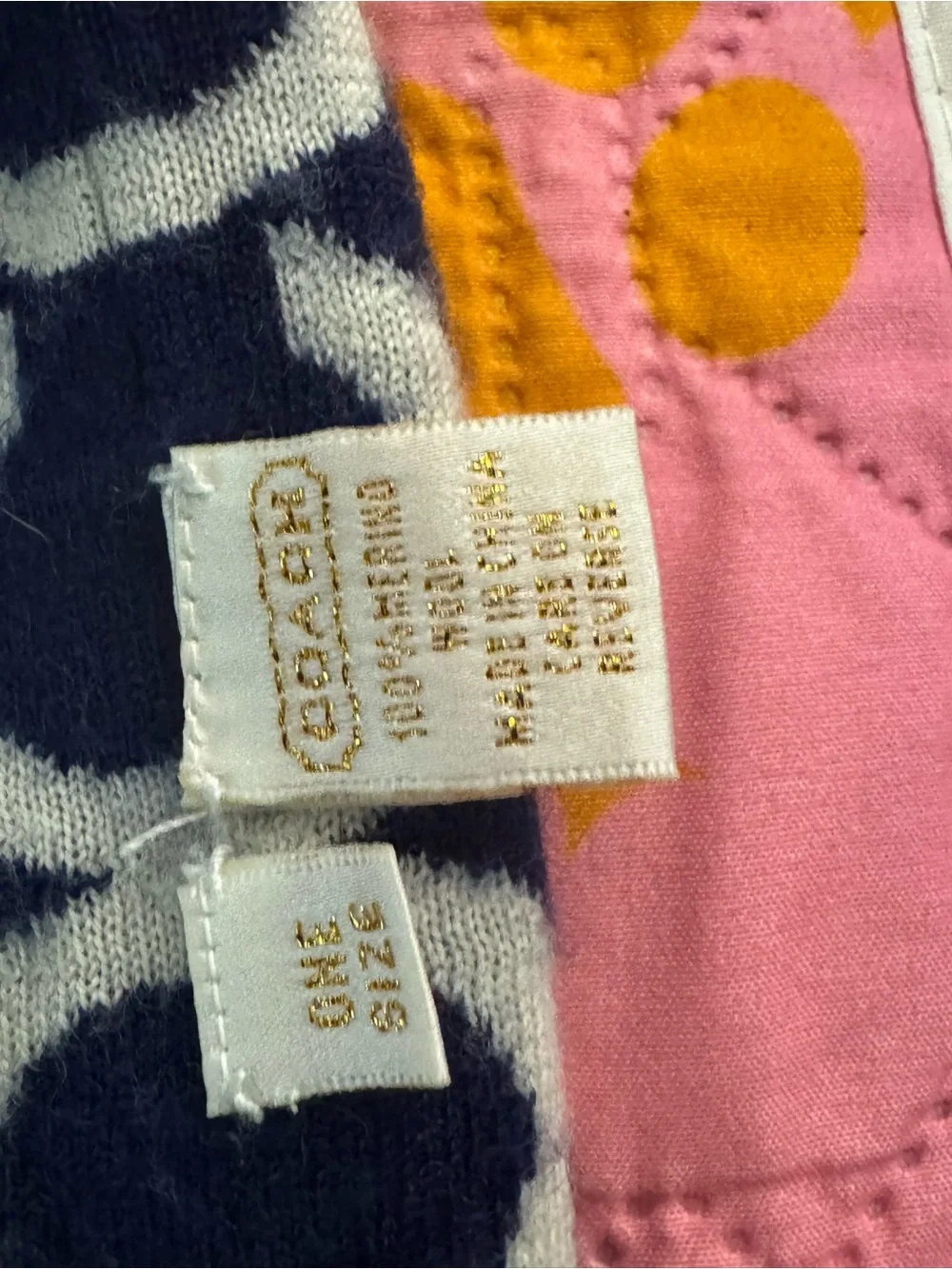 Coach Navy and White Logo Beanie